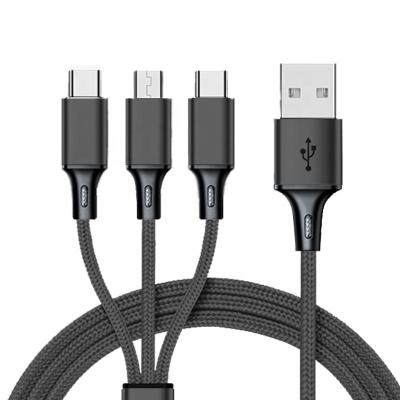 China Quick Charging Speed Multi Charging Cable Nylon Braided Multiple USB Cable Universal 3 in 1 Cord Adapte Phone USB Charging Charging Data for xiaomi for sale