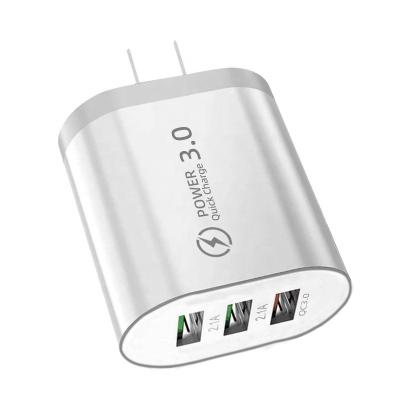 China Quick Charging Speed 3 Ports Wall Charger QC 3.0 USB Quick Charge Mobile Phone Charger QC3.0 Plug Mobile Phone EU/USA Adapter Quickly for sale