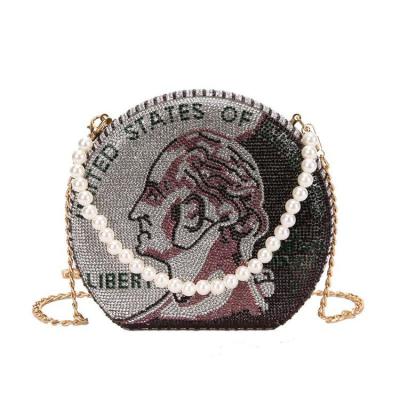 China Factory direct sale luxury diamond handbags high quality blingbling pearl chain bags for women for sale