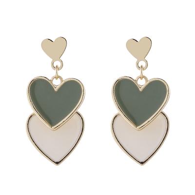 China 2021 New Arrival Fashion Oil Painting Heart Ear Clip Earrings S925 Luxury Silver Ear Stud Earrings for sale