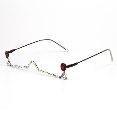 China 2021 Trendy Sun Glasses Women Sunglasses Diamond Frame Without Lens Designer Fashion Sun Glasses for sale