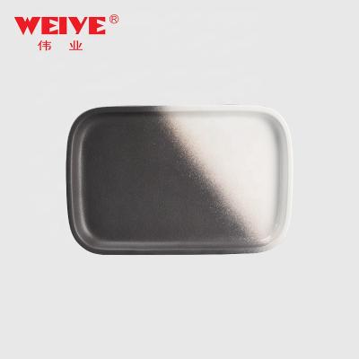 China Weiye viable 12 inch stoneware edge rectangular dinner dishes matte dessert bread dish porcelain&A25179W790 for sale