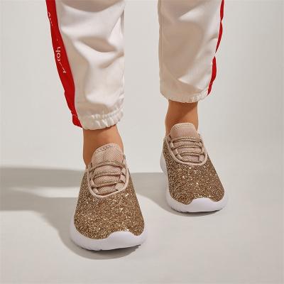 China Ador Lightweight Rubber Soft Heel Stylish Gold Simple Children's Shoe Kids Sneakers For Girls Sport Shoes for sale