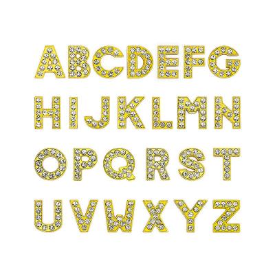 China Wholesale Cute 10mm Rhinestone Gold Slide Letters For 10mm Charms Leather Bracelet for sale