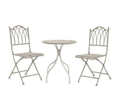China Cozy Antique White Patio Garden3 Piece Metal Furniture Bistro Set for sale