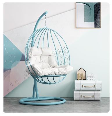 China Factory Floor Patio Garden Porch Metal Strong Cheap Blue Outdoor Furniture Wrought Iron Factory Swing Egg Swing Chair for sale