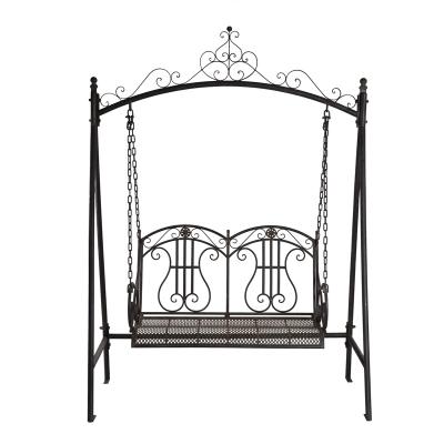 China Wholesale Super Comfortable Antique Iron Style Metal Garden Patio Porch Double Seat Outdoor Furniture Swing Chair for sale