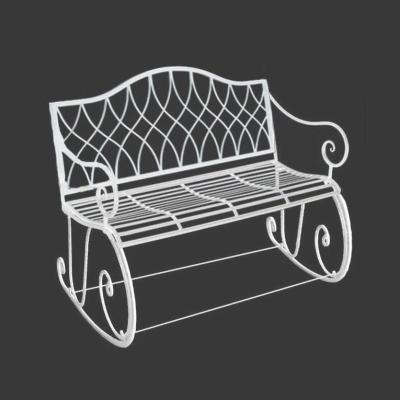 China Patio Bench Wholesale 2 Seat Metal Garden Bench Outdoor Rocking Chair With Decorative Backrest for sale