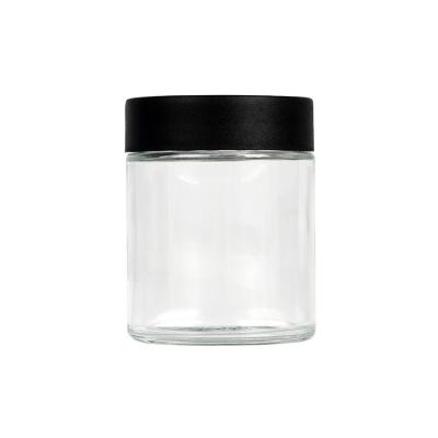 China 4oz Clear Glass Weed Jar Airtight Childproof Flower Jar for sale