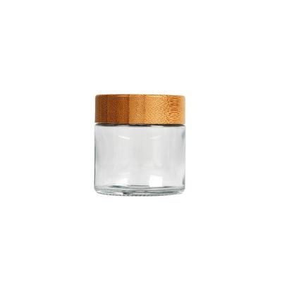 China Bamboo Wood Lid Flower Jar Child Proof Glass Jars for sale