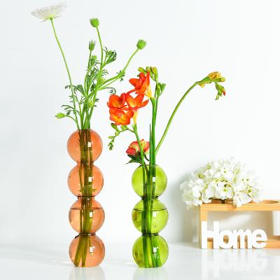 China Handmade Elegant Clear Glass Vintage Round Cylinder Round Glass Vase Bulk Vases Wholesale CLASSIC for sale