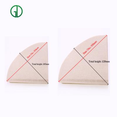 China Viable Heat Resistant V60 Glass Coffee Jar Disposable Filter Paper Food Grade Material Wood Fan Shaped Color for sale