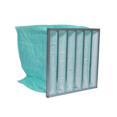 China Aluminum Frame HVAC F6 Synthetic Fiber Pocket Bag Air Filters With 6 Pockets for sale