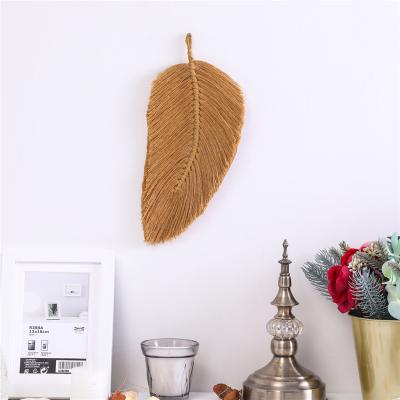 China Simple Custom Bohemian Chic Macrame Woven Tapestry Macrame Wall Hanging Shelf Boho Leaf Wall Art Decor Handmade Cotton Cord for sale
