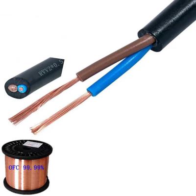 China Oxygen-free copper Dual-core power cable RVV2*0.5mm2 1.5 mm2 2.5 mm2 Multiple sizes available power cable wire 2.5mm exterior for sale