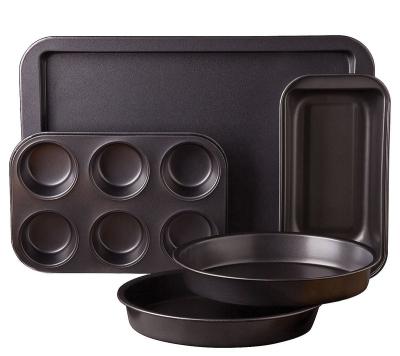 China SUSTAINABLE BAKEWARE SET 5PC SET NON-STICK FOOD SAFE BAKEWARE Griddle Roll Pan Bread Pan for sale