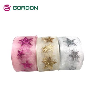 China Grodon Sliver Organza Ribbons Pure Yarn Ribbon Silk Decorative Organza for sale