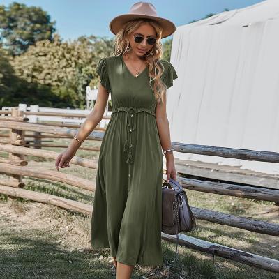 China Anti-Wrinkle Amazon Summer Dress Fashion Elegant Sexy Split 2022 Women Dress for sale