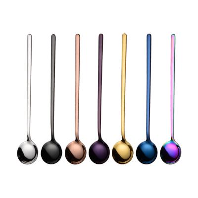 China Sustainable 304 Titanium Clad Spoons Coffee Stirring Spoon Dessert Spoon Stainless Steel Cutlery for sale