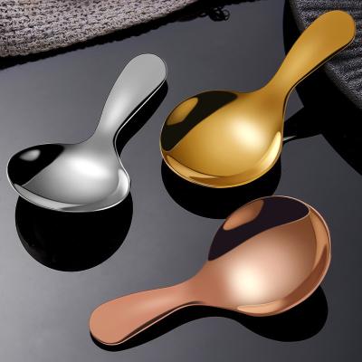 China Viable Hot Sale Gold Spoon 304 Amazon Rose Gold Dessert Spoon Stainless Steel Cutlery for sale