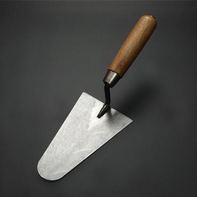 China Carbon Steel Blade Concrete Mortar Float Wood Cornered Handle Masonry Finishing Trowel With Zinc Alloy Cap End for sale