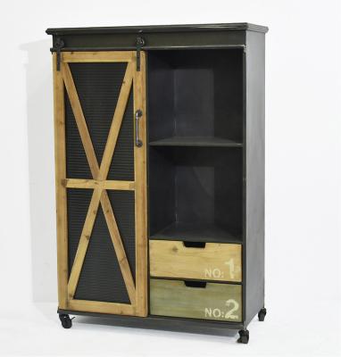 China Reproduction Adjustable Wholesale Wood Vintage Cabinet Metal Drawer Industrial Farmhouse Furniture With Caster Wh for sale