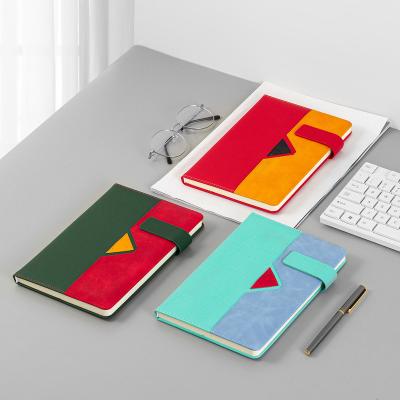 China High Quality A5 Spliced Leather Notebook Logo Journal Cover Custom Made Cover Customer Requested Printing Student Office Stationery for sale