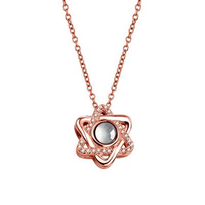 China Hexagon Fashion Jewelry S925 I Love You In 100 Languages Necklace For Couples Gift And Anniversary Gift for sale