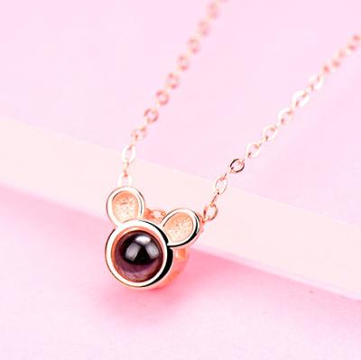 China Fashion Jewelry S925 Mouse I Love You In 100 Languages Necklace For Couples Gift And Anniversary Gift for sale
