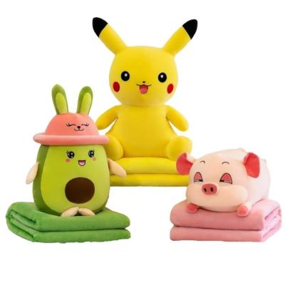 China AIFEI TOY Portable AIFEI TOY Portable Pig Pikachu Pig Avocado Nap Covering Car Plush Summer Quilt Plush Quilt Cuddle Pillow Cool Toy for sale