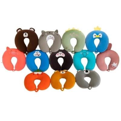 China AIFEI TOY Comfortable Cute U-shape Plush Embroidery Animals Picture Neck Pillow Travel Neck Pillow For Car Office for sale