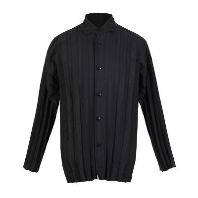 China FXZ Miyake Solid Color Shirt Style The New 2022 Breathable Pleated Jacket Men With Cardigan Fashion Pleated Men Shirt for sale