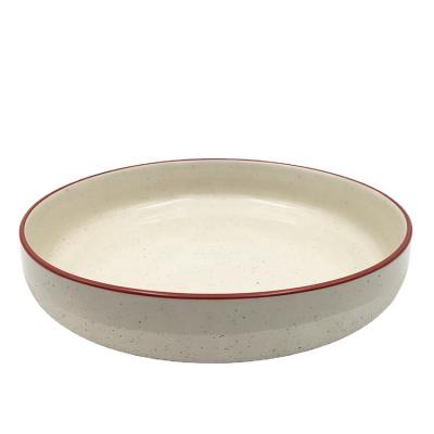 China Sustainable European Wholesale Ceramic White Pie Pan Bakeware Round Style Mold for sale