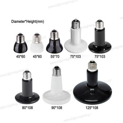 China White Animal Husbandry Heat Emitter 220-230V Far Infrared Ceramic Heater Lamp For Heating Cages/Chicken/Brooding/Breed Heater Light Bulbs for sale