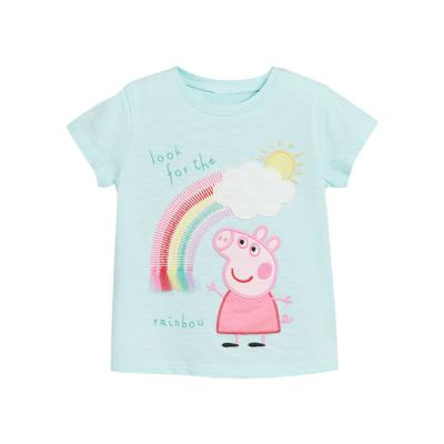 China OEM Girls Anti-Shrink T-shirt Customize Cartoon Pig Causal Sweat Breathable T-shirts For Kids Girls for sale