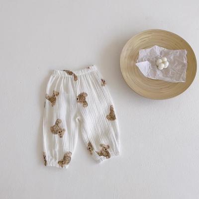 China 2021 Leisure UIS 2021 Newborn Unisex Cartoon Bear Unisex Baby Defeat Summer Cotton Pants All-match Mosquito Repellent Cute Printed Pants for sale