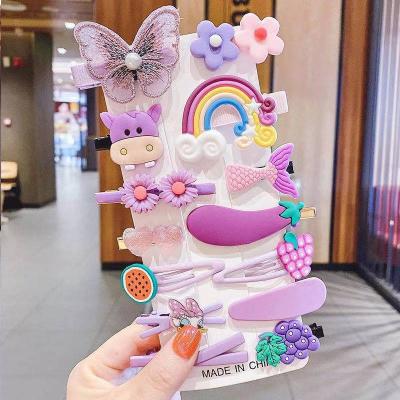 China Sweet Fashion Korean Girls Flower Hair Clips Candy Color Accessory Cute Snap Hair Clip Hair Clips Set for sale
