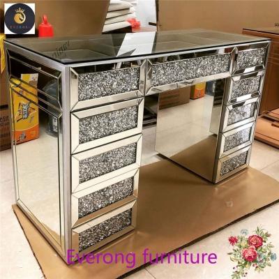 China Adjustable (height) European USA mirror furniture mirrored dresser vanity table bedroom furniture with 13 drawers for sale