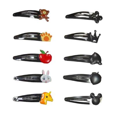 China Basic Metal Iron Hair Snap Clips On Curly Hair Customize Cute Snap Clips For Hair Girls Low Snap Clips for sale