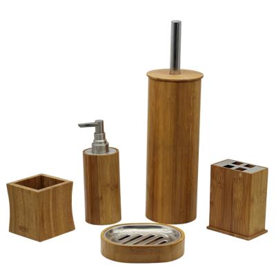 China Sustainable Hot Selling BX Group Natural Wood Round Bathroom Accessory Set Product for sale