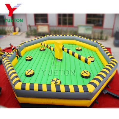 China Outdoor Playground Amusement Park Rides Revolving Obstacles Jumping Game Inflatable Wipeout For Adults And Kids for sale