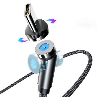 China Fast Charging Speed Mobile Phone Data Cable 540 Degree Rotation 3A Data Transfer Fast Charging Magnetic USB Cable for sale