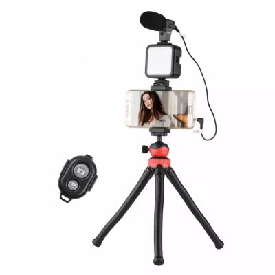 China Smartphone Camera Speed Shotgun Microphone Vlogging Kit with LED Light On-Camera for Video Vlog Microphone Kit for sale