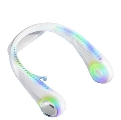 China Portable Mini Battery USB Electric Cooling Air Neck Fan Sports Fans Hands-Free Personal Wearable Rechargeable Bladeless Collar Fan for sale