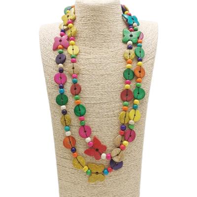 China BOHEMIA Butterfly Beaded Necklace For Women Designer Luxury Boho Jewelry Vintage Accessories Handmade Color Wooden Necklace Long for sale