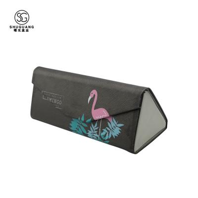 China Hot Selling Fashionable Custom Design Folding Glass Triangle Glass Case Firm Leather Case for sale