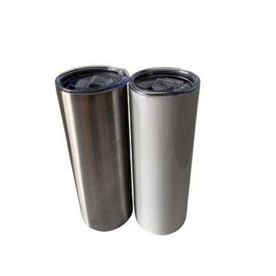 China Sustainable 304 double walled Vacuum Insulated 20oz straight travel mug coffee cups Skinny stainless steel tumbler sublimation blanks for sale