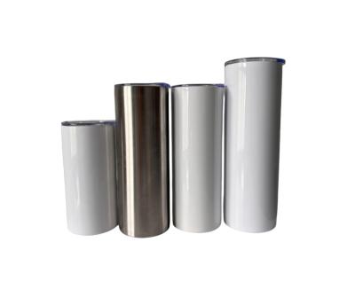 China Sustainable 15oz 20oz 30oz Same width from up and down Vacuum Insulated blank sublimation straight skinny tumbler For DIY printing for sale