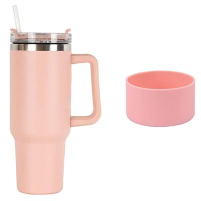 China Sustainable BPA free Hot Selling Multiple Colors Vacuum insulated double walled 40oz travel mug powder coated tumbler with handle and straw for sale
