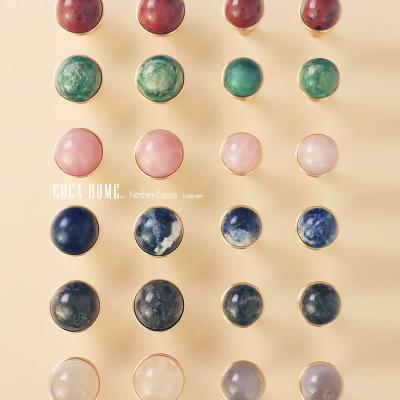 China CUCA Wholesale Crystal Knob Round Ball Shape Modern Closet Door Pulls Furniture Natural Stone Dresser Handles For Furniture Drawer for sale